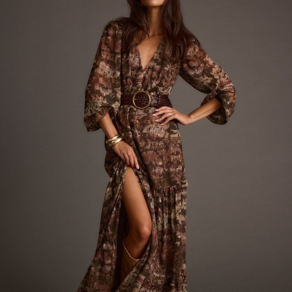 12th Tribe Raindance Floral Long Sleeved Maxi Dress Size XS